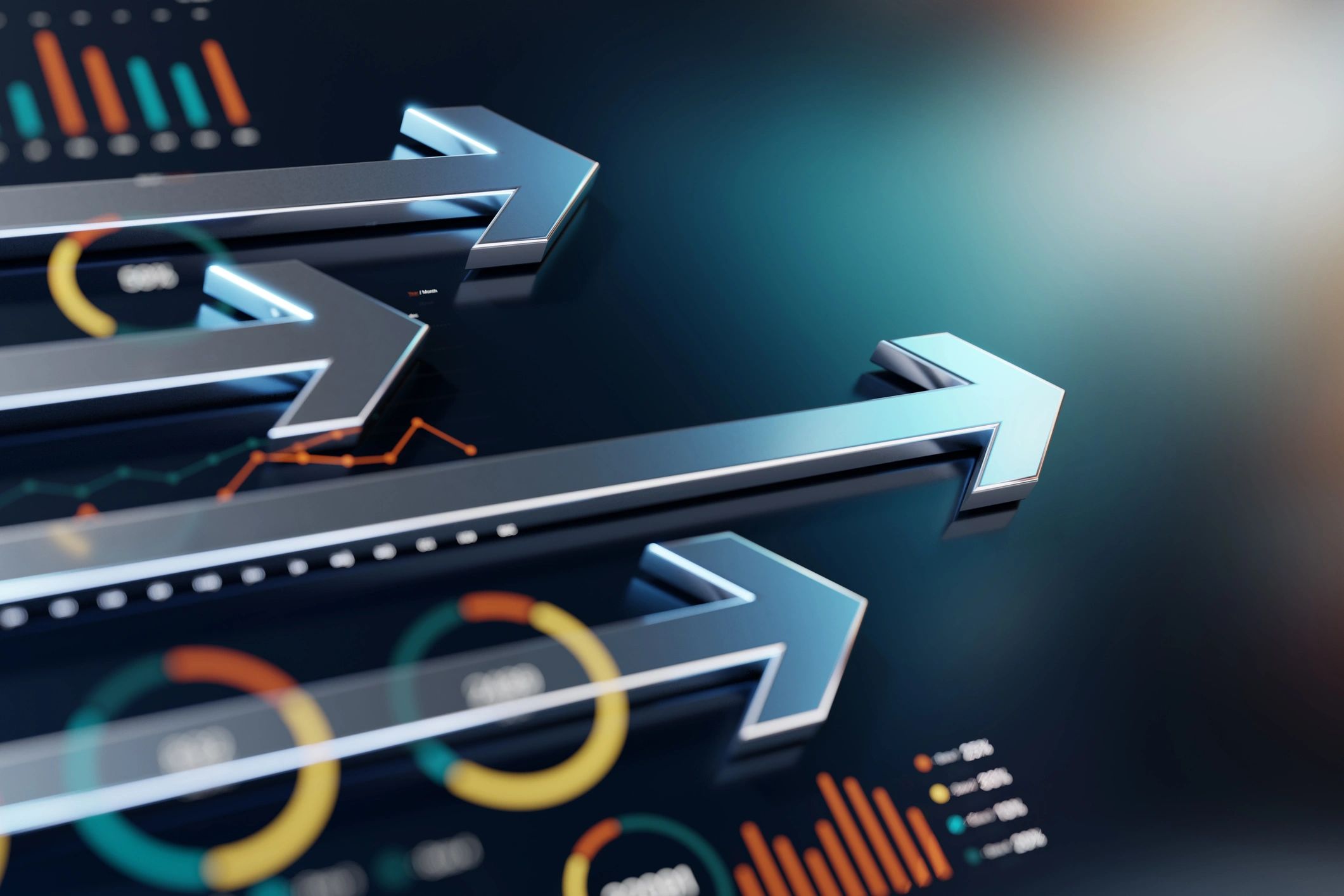 Analytics charts representing cash flow review